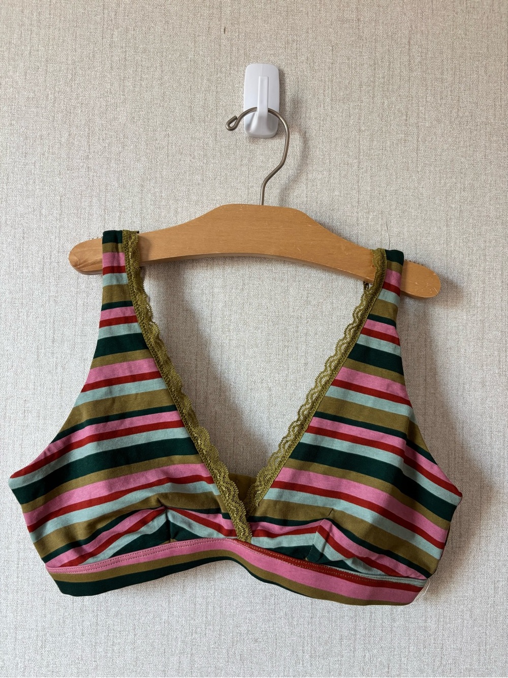 Arizona Jean Company Striped Bralette in Olive, Pink & Dark Green